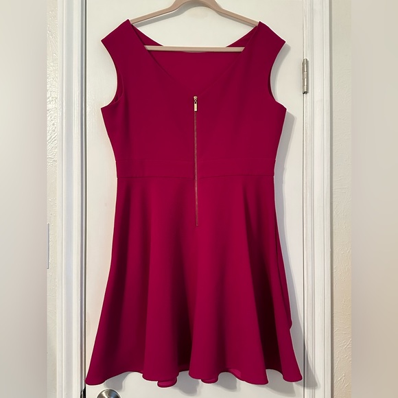 Eliza J Fit & Flare Ruffle Flounce Dress in Magenta - Picture 3 of 6